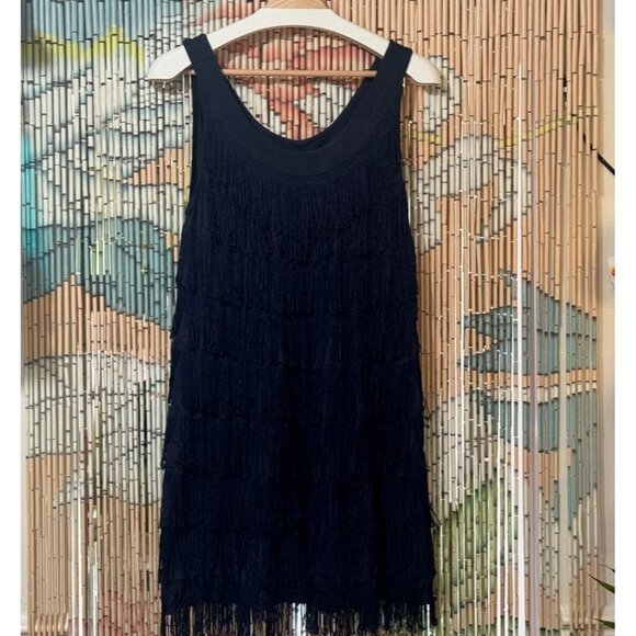 H&M, The Look: 1920's Flapper, Fringe Mini Cocktail Dress, Blue, Large - Picture 5 of 12